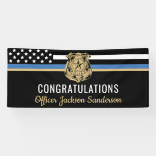 Police Blue Line Flag Retirement Congratulations Banner