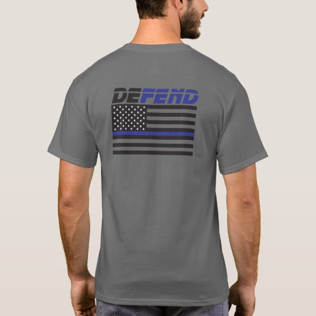 Police, Blue-Line Flag T-shirt (Back)