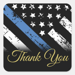 Police Blue Line Law Enforcement Thank You Square Sticker