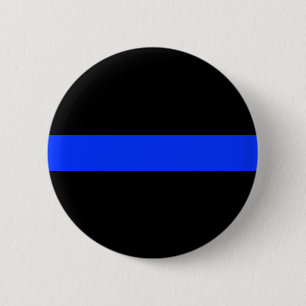 Police Blue Thin Line Button. 2 Inch Round Button