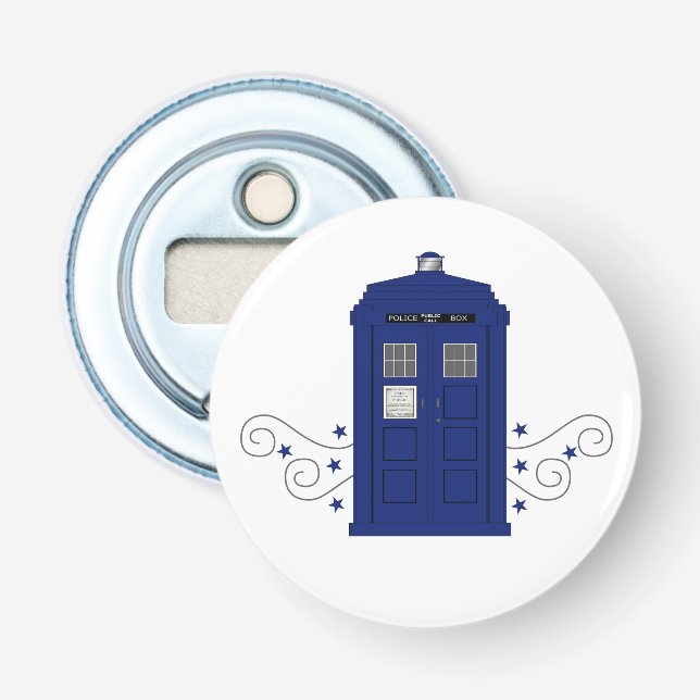 Police Box Swirls Magnet Bottle Opener (Front)
