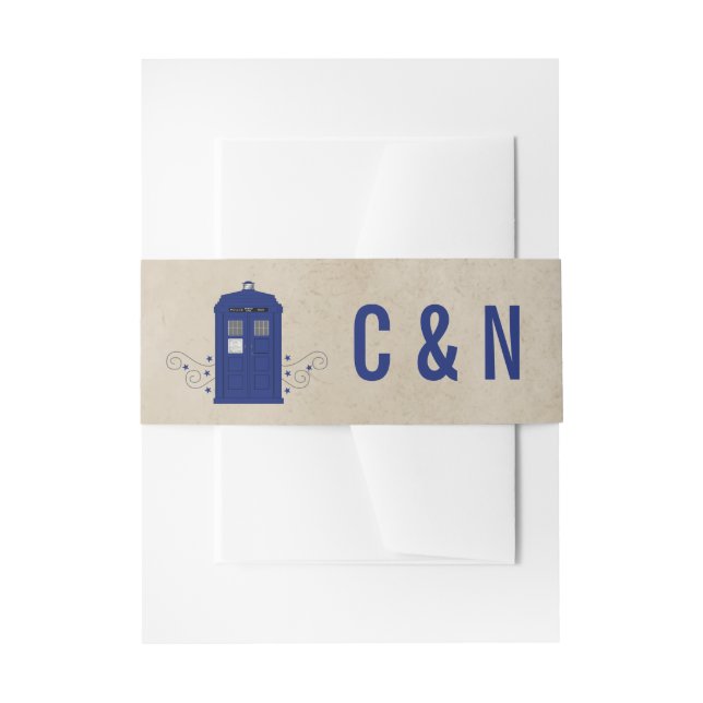 Police Box Wedding Belly Bands v6 Invitation Belly Band (Front Example)