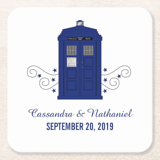 Police Box Wedding Paper Coasters v3 (Front)
