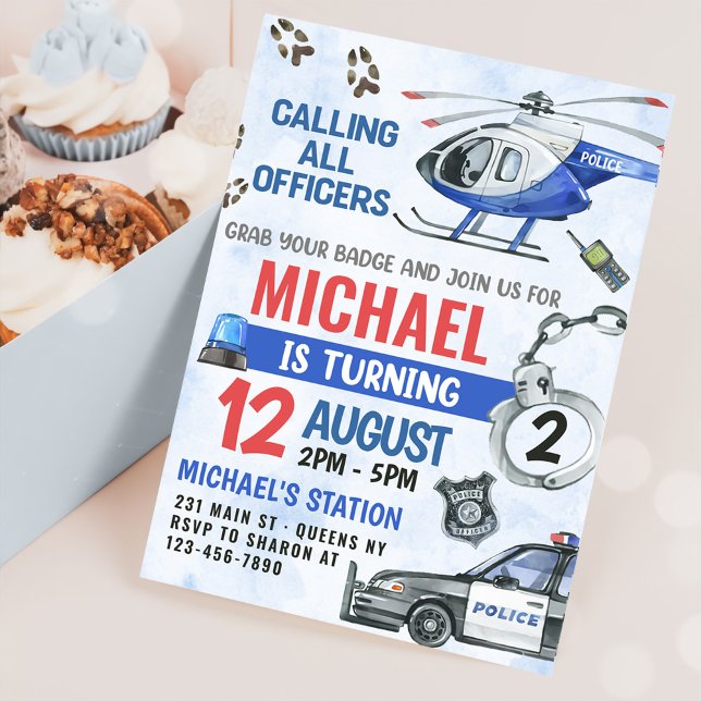 Police Boy 2nd Birthday Party Invitation (Creator Uploaded)