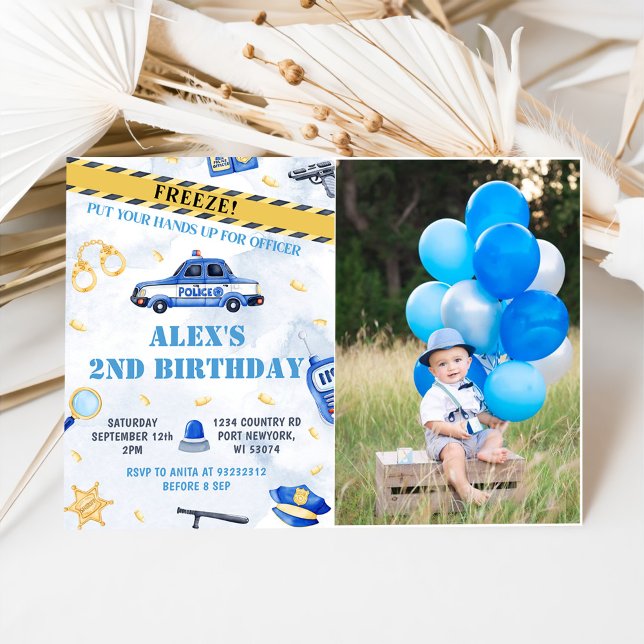 Police Boy 2nd Birthday Party Invitation (Creator Uploaded)