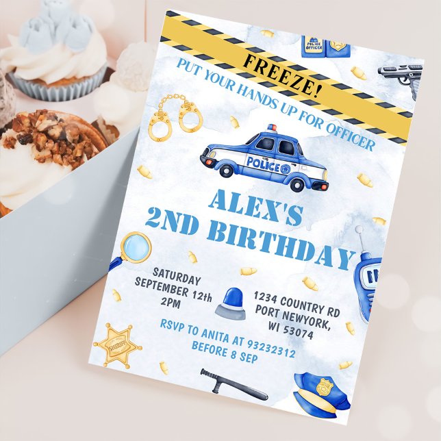Police Boy 2nd Birthday Party Invitation (Creator Uploaded)