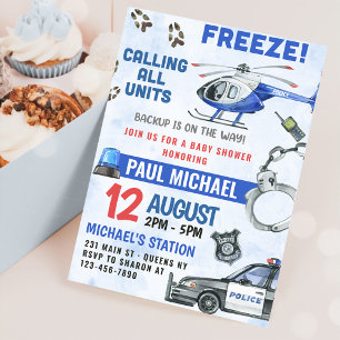 Police Boy Baby Shower Party Invitation