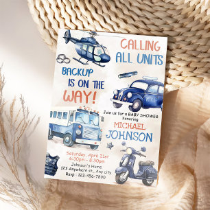 Police Boy Baby Shower Party Invitation