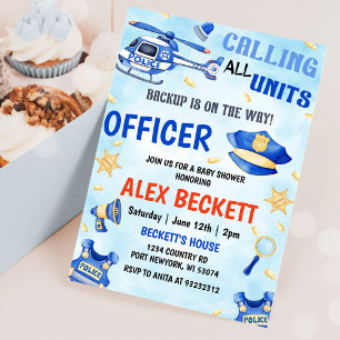 Police Boy Baby Shower Party Invitation
