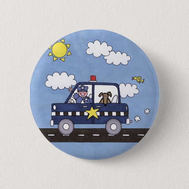 Police Car 2 Inch Round Button (Front)