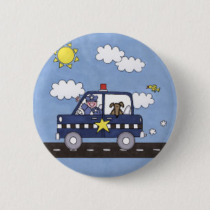 Police Car 2 Inch Round Button