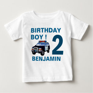 Police Car 2nd Birthday Party Baby T-Shirt