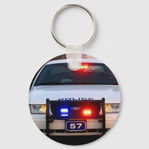 POLICE CAR - all lit up Keychain