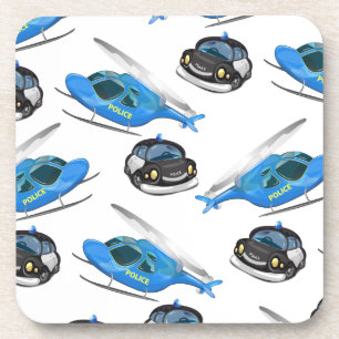 Police Car and helicopter Coaster