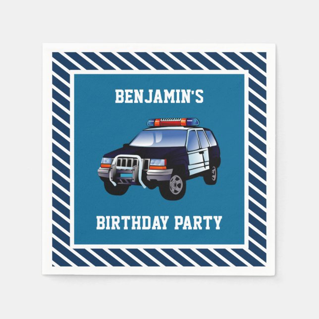 Police Car Birthday Party Paper Napkin (Front)