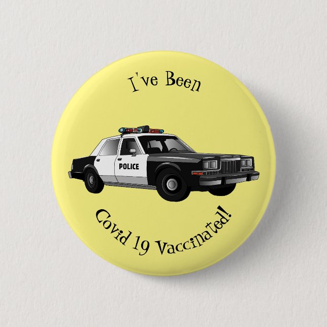 Police car cartoon illustration 2 inch round button (Front)