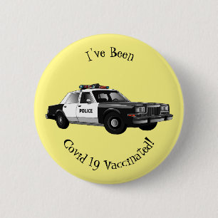 Police car cartoon illustration 2 inch round button