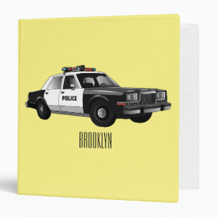 Police car cartoon illustration binder