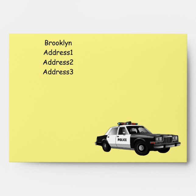 Police car cartoon illustration envelope (Front)