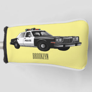 Police car cartoon illustration golf head cover