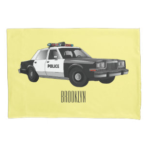 Police car cartoon illustration pillowcase