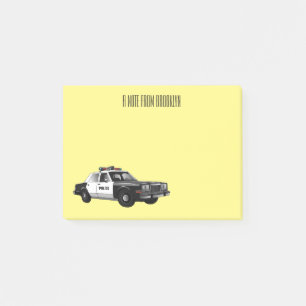 Police car cartoon illustration post-it notes