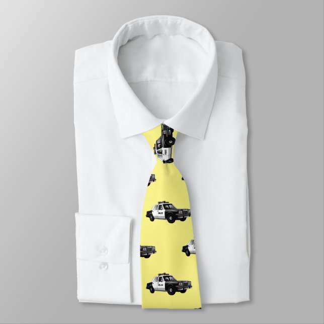 Police car cartoon illustration tie (Tied)