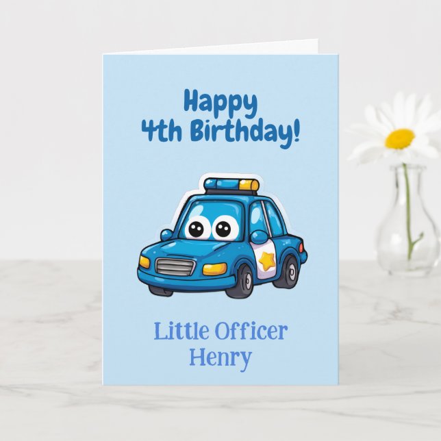 Police Car Congratulations, Personalized Birthday Card (Small Plant)