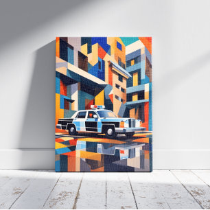 Police Car Cubism Canvas Print