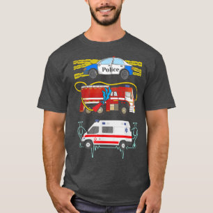 Police Car Fire Truck Ambulance First Responders T-Shirt