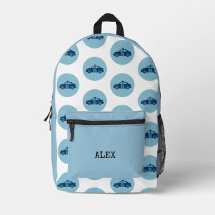Police Car Personalized Kids Backpack Thin Blue