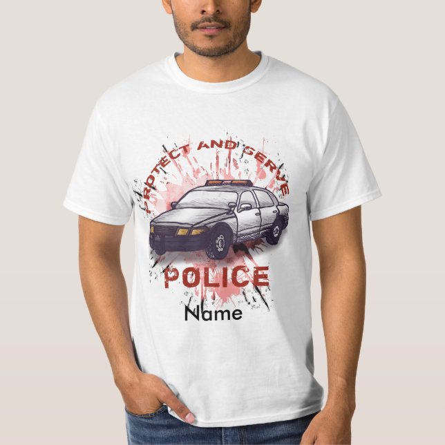  Police Car Protect T-Shirt (Front)
