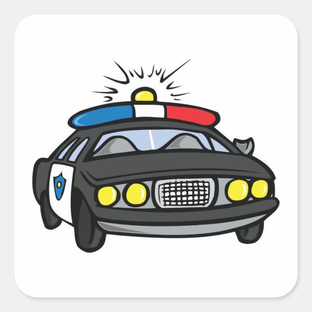 Police Car Square Sticker (Front)