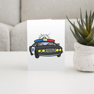 Police Car with Flashing Siren Lights Card