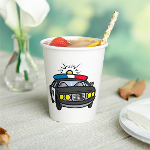 Police Car with Flashing Siren Lights Paper Cups