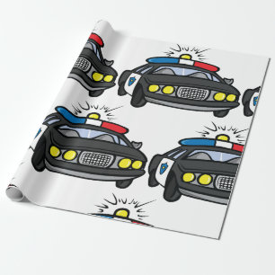 Police Car with Flashing Siren Lights Wrapping Paper