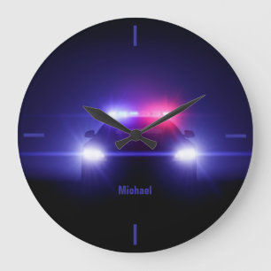 Police Car  With Full  Lights Wall Clock