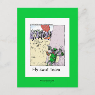 Police Cartoon Fly Swat Team On A Note Card