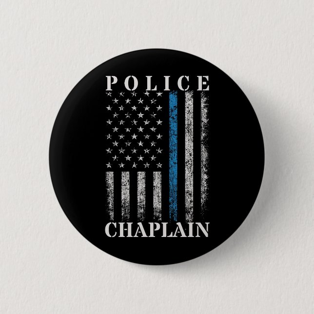 Police Chaplain American Flag 2 Inch Round Button (Front)