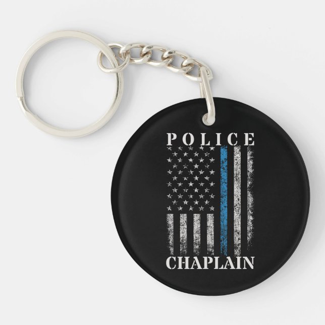 Police Chaplain American Flag Keychain (Front)