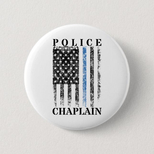 Police Chaplain American USA Flag 2 Inch Round Button (Front)