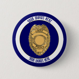 Police Chief Badge Shield Custom 2 Inch Round Button