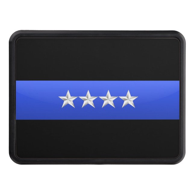 Police Chief Rank- Thin Blue Line Hitch Cover (Front)