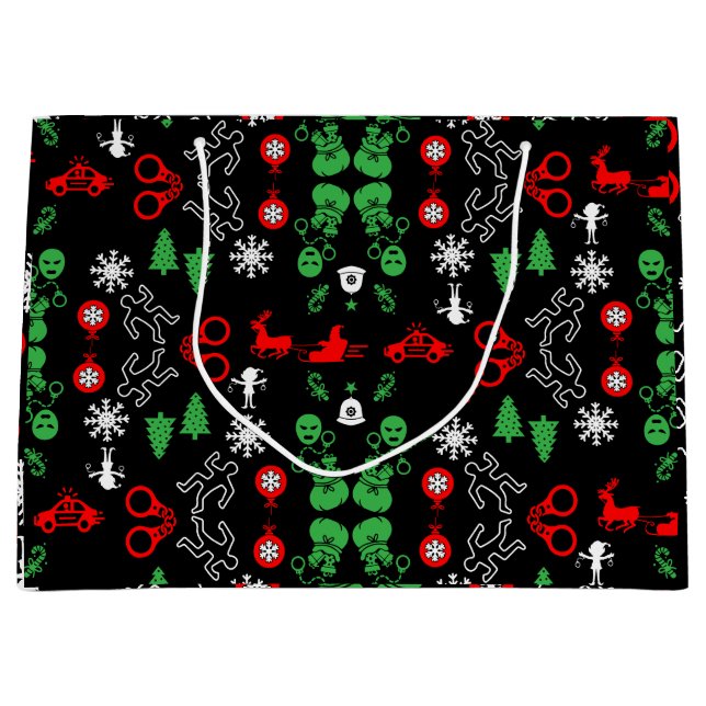 Police Christmas Decorative Large Gift Bag (Front)
