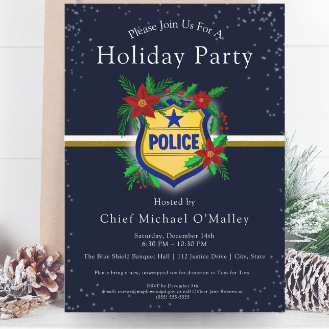 Police Christmas Elegant Holiday Party Invitation (Creator Uploaded)