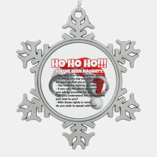Police Christmas gift Snowflake Pewter Christmas Ornament (Front)