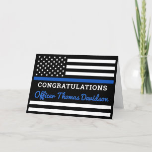 Police Congratulations Personalize Thin Blue Line  Card