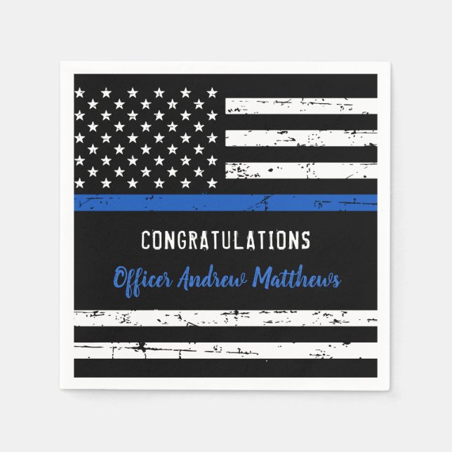 Police Congratulations Thin Blue Line Party Napkin (Front)