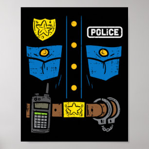 Police Costume Funny Cop Law Enforcement Men Boys Poster
