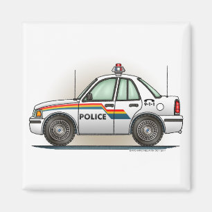 Police Cruiser Car Cop Car Square Magnet